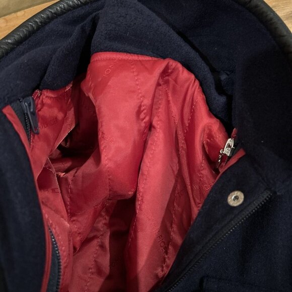 Tommy Hilfiger Y2K Navy Blue Wool Belted Lined Military Moto Coat Jacket Size M - Picture 5 of 6